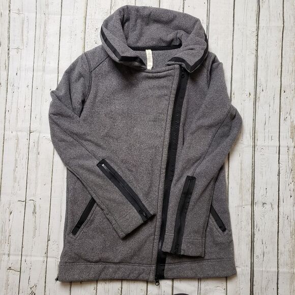 Lululemon Grey Fleece Moto Jacket Size 4 - Picture 7 of 13